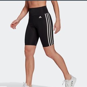 adidas Women's 10" Black/White 3-Stripes Bike Shorts size small NWT